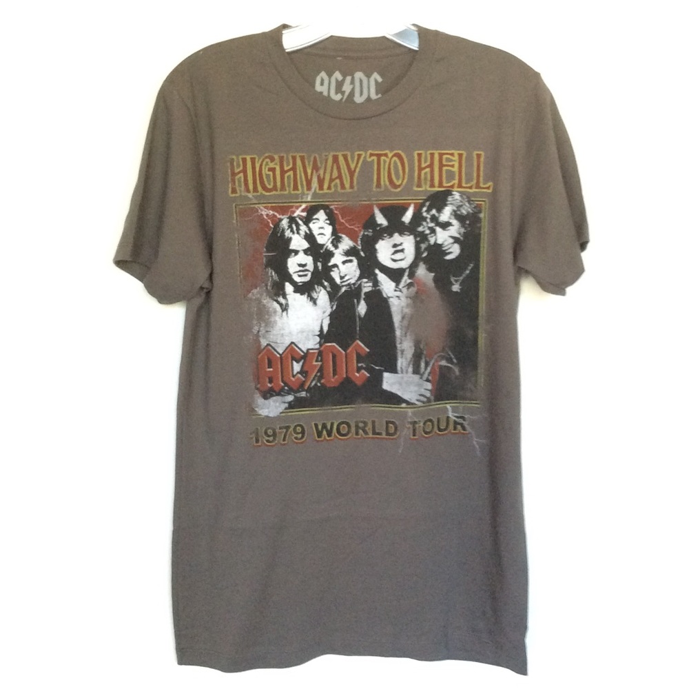 AC/DC Destroyed Vintage Wash Tee Music Graphic Band T Shirt Highway to H…